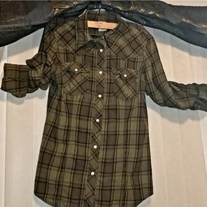 True religion plaid button up women's shirt.